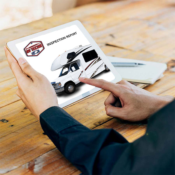 Smartphone showing an online RV inspection report